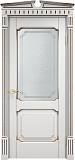 Дверь ПМЦ массив ольхи ОЛ7.2 белый грунт с патиной орех, стекло 7-2