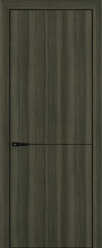 Дверь Z K10 toppan дуб темный, ALU кромка черная, молдинг черный, глухая