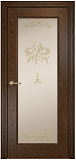 Дверь Оникс Италия 1 орех тангентальный, сатинат бронза контурный витраж №2