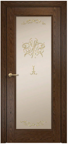 Дверь Оникс Италия 1 орех тангентальный, сатинат бронза контурный витраж №2