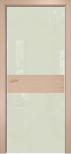 Дверь Оникс Соло 2 беленый дуб, глухая, Lacobel RAL 1013