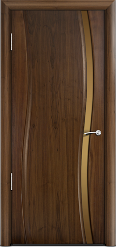 Дверь Milyana Омега американский орех, триплекс узкое бронза