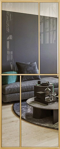 Перегородка Alum №6 золото, стекло прозрачное бронза