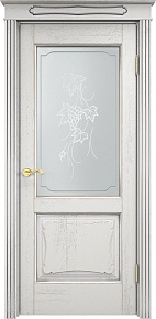 Недавно просмотренные - Дверь ПМЦ массив дуба Д6 белый грунт с патиной серебро микрано, стекло 6-3