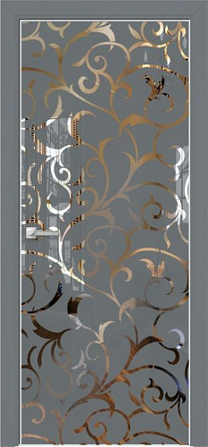 Дверь Оникс Арт, лакобель серый RAL 7040, зеркало №7