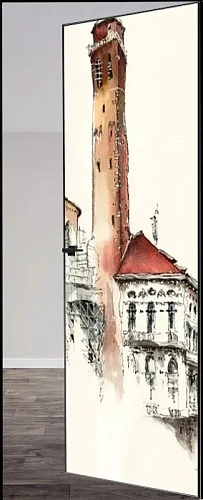 Дверь скрытого монтажа грунт 2,01 м AL кромка black, revers 54 мм