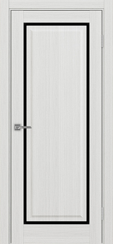 Дверь Эко 601С.21 ОФ4 ясень серебристый, lacobel черный