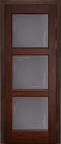 Дверь ОКА массив ольхи Турин махагон, стекло графит с фрезеровкой