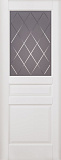 Дверь ОКА массив ольхи Валенсия эмаль белая, стекло графит с фрезеровкой