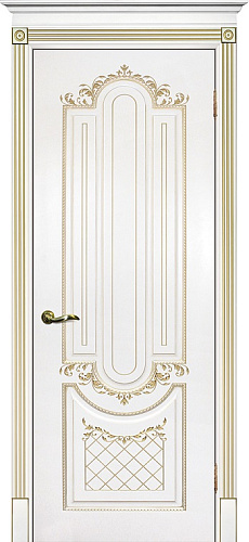 Дверь Текона эмаль Smalta 13 белый RAL 9003 патина золото, глухая