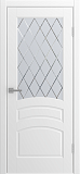 Дверь Venezia эмаль белая, сатинат гравировка Ромбы