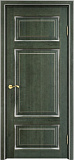 Дверь ПМЦ массив ольхи ОЛ55 зеленый с патиной серебро, глухая