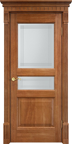 Дверь ПМЦ массив дуба Д5 орех 10%, стекло 5-2