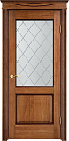 Дверь ПМЦ массив дуба Д13 орех 10% с патиной, стекло 13-10