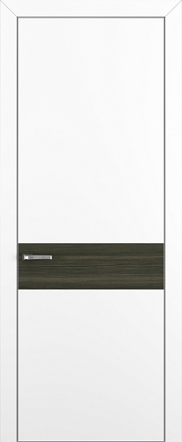 Дверь Z K6 полипропилен белый, ALU кромка хром, вставка toppan дуб тёмный, глухая