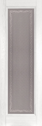 Дверь Ока массив дуба цельные ламели Аристократ №5 эмаль белая, стекло графит с наплавом