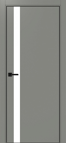 Дверь Эко 211 серый, кромка AL черная SB с 4-х сторон, lacobel белый
