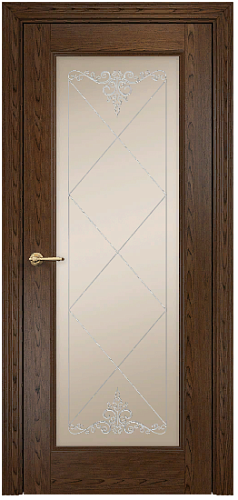 Дверь Оникс Италия 1 орех тангентальный, сатинат бронза контурный витраж №1