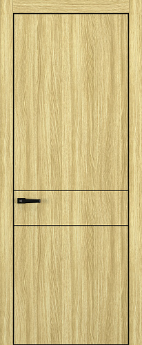 Дверь Z K16 toppan дуб натуральный, ALU кромка черная, молдинг черный, глухая