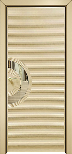 Дверь Оникс Диамант эмаль RAL 1015, глухая с зеркальной вставкой