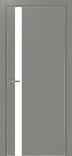 Дверь Эко 211 серый, кромка AL хром SC с 4-х сторон, lacobel белый