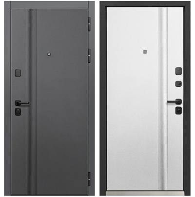 Входная дверь Матадор МХT-9 графит нубук/панель белая матовая