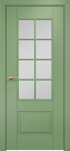 Дверь Оникс Марсель фрезерованная эмаль RAL 6021 по МДФ, сатинат с внутренней решеткой 1