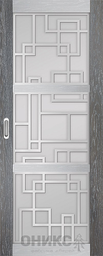 Перегородка Оникс №2 дуб седой/Р-№8, сатинат белый