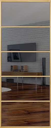 Перегородка Alum №5 золото, триплекс зеркало графит