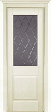 Дверь ОКА браш массив сосны Элегия эмаль слоновая кость, стекло графит