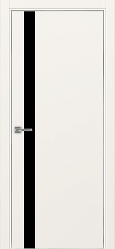 Дверь Эко 211 бежевый, кромка AL хром SC с 4-х сторон, lacobel черный