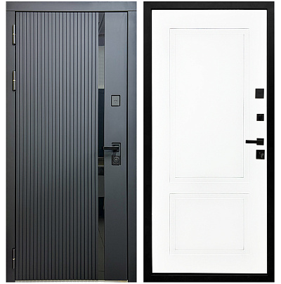 Входная дверь Матадор MXМ-7 антрацит софт/панель Лайн-2, белая матовая