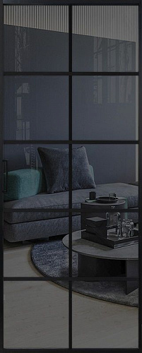 Перегородка Alum №9 черный, стекло прозрачное графит