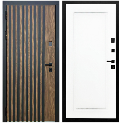 Входная дверь Матадор MXL-1 орех американский мокко/панель Лайн-1, белая матовая