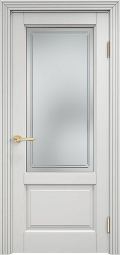 Дверь ПМЦ массив ольхи микс ОЛ83 белый грунт, стекло матовое 83/5