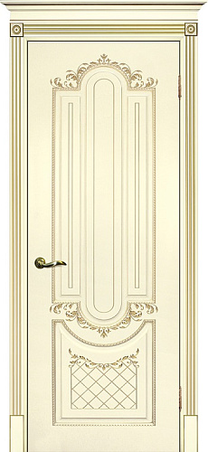 Дверь Текона эмаль Smalta 13 слоновая кость RAL 1013 патина золото, глухая