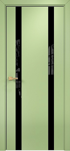 Дверь Оникс Верона 2 эмаль фисташковая, триплекс черный