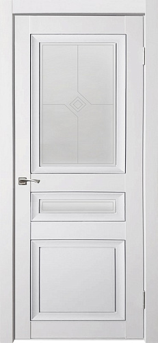 Дверь ДР экошпон Деканто ПДО 4 бархат white вставка черная, сатинато белое