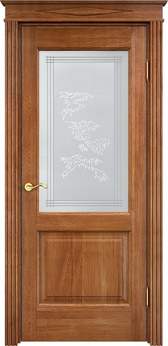 Дверь ПМЦ массив дуба Д13 орех 10%, стекло 13-2