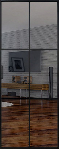 Перегородка Alum №7 черный, триплекс зеркало графит