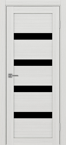 Дверь Эко 505.12 ясень серебристый, lacobel черный