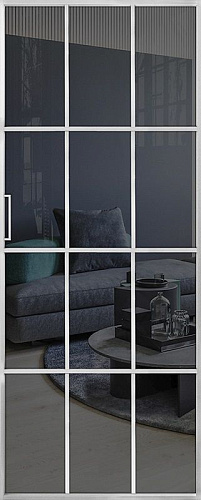 Перегородка Alum №10 хром, стекло прозрачное графит