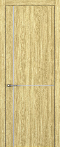 Дверь Z K17 toppan дуб натуральный, ALU кромка хром, молдинг серебро, глухая