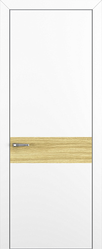 Дверь Z K6 полипропилен белый, ALU кромка хром, вставка toppan дуб натуральный, глухая