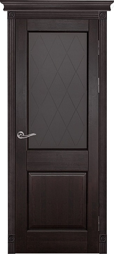 Дверь ОКА массив ольхи Элегия венге, стекло графит с фрезеровкой