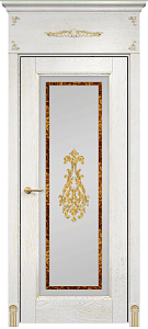 Недавно просмотренные - Дверь Оникс Италия 1 эмаль белая патина золото, сатинат белый заливной витраж №2
