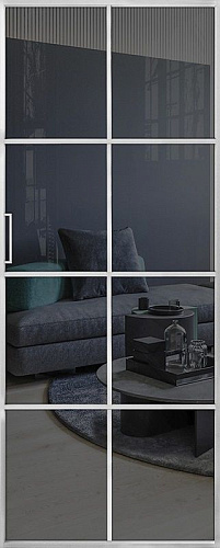 Перегородка Alum №8 хром, стекло прозрачное графит