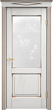 Дверь ПМЦ массив дуба Д13 белый грунт с патиной орех, стекло 13-4