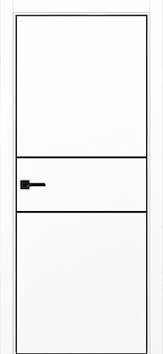 Дверь Эко 203 белый снежный молдинг SB, кромка AL черная SB с 4-х сторон, глухая