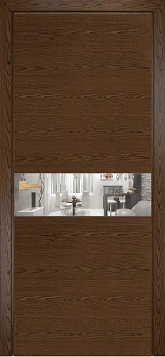 Дверь Оникс Соло орех тангентальный, глухая с вставкой зеркала